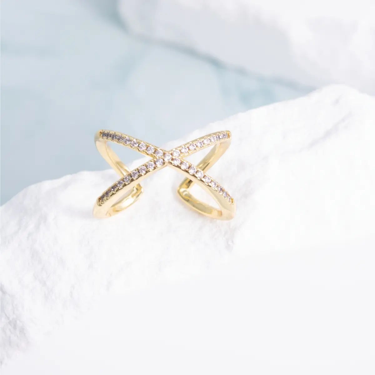 Pave' Criss Cross Adjustable Ring