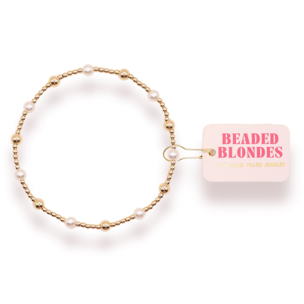 Beaded Blondes June Gold + Pearl Alternating Bracelet