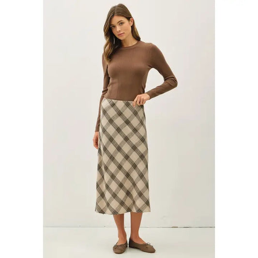 Plaid Midi Length Skirt