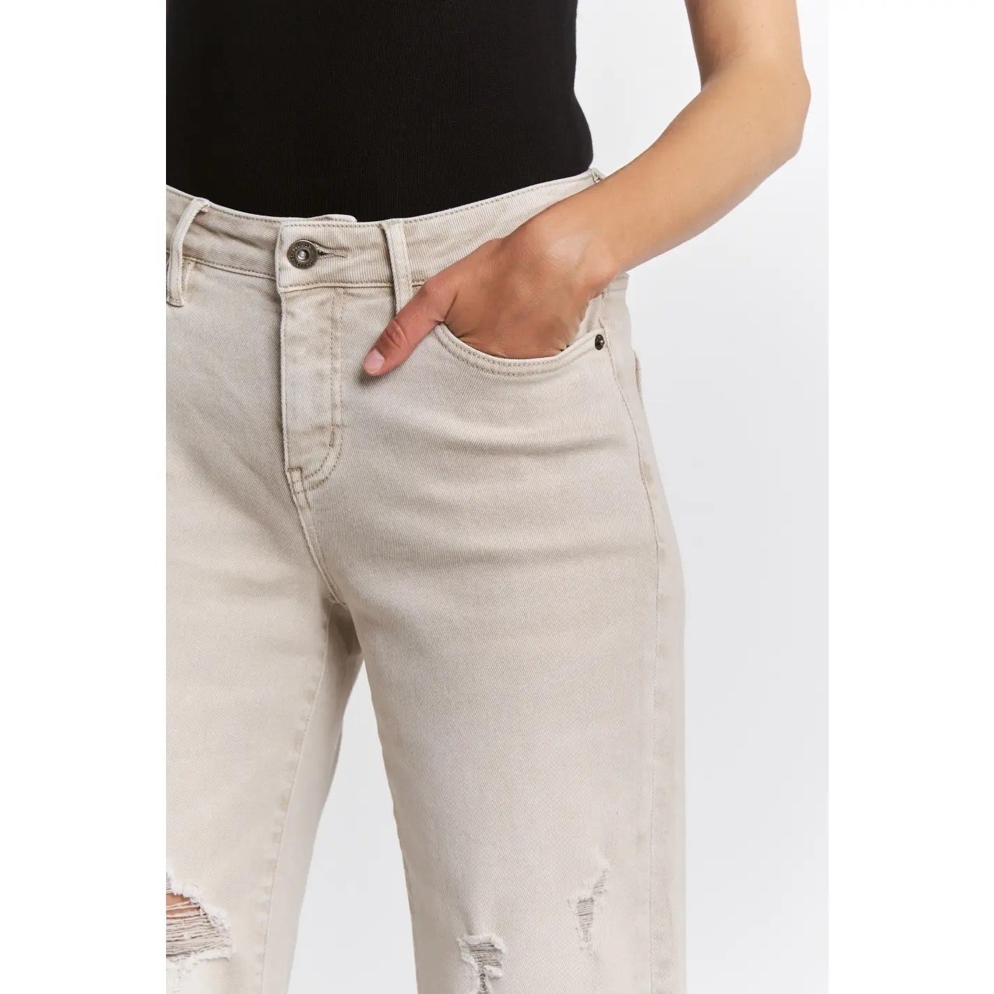 Mica Acid Taupe High Rise Wide Leg Jeans