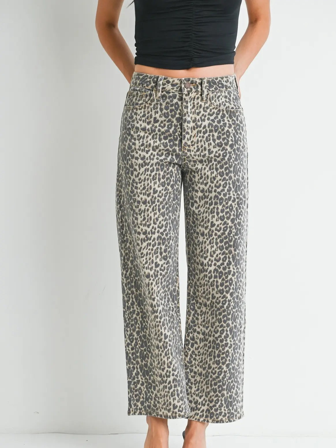 JBD Leopard High Rise Vintage Straight Jeans