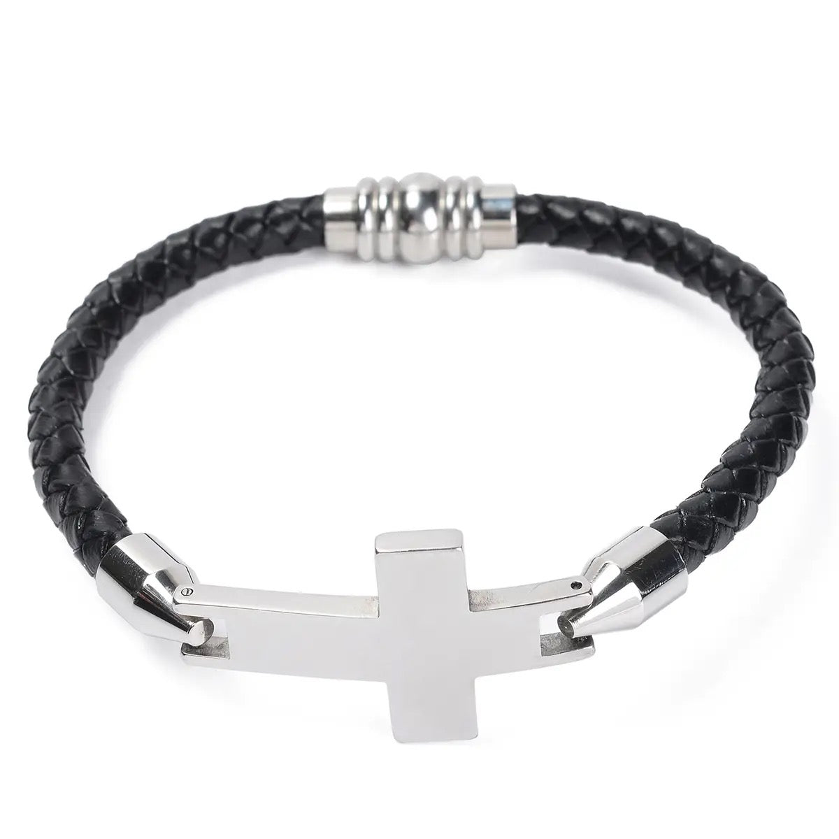 Men's Faith Leather Cross Bracelet