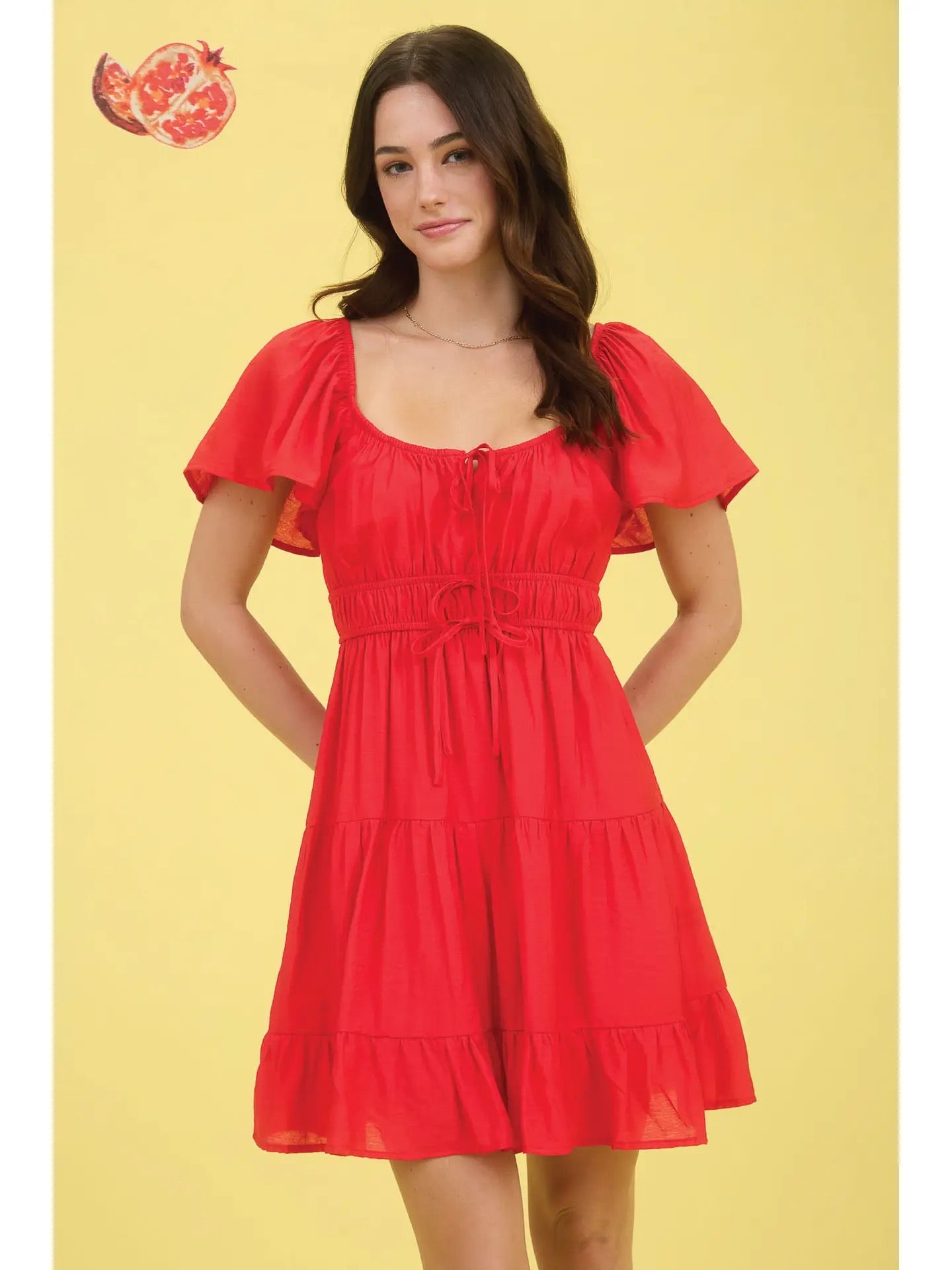 Front Tie Tiered Mini Dress