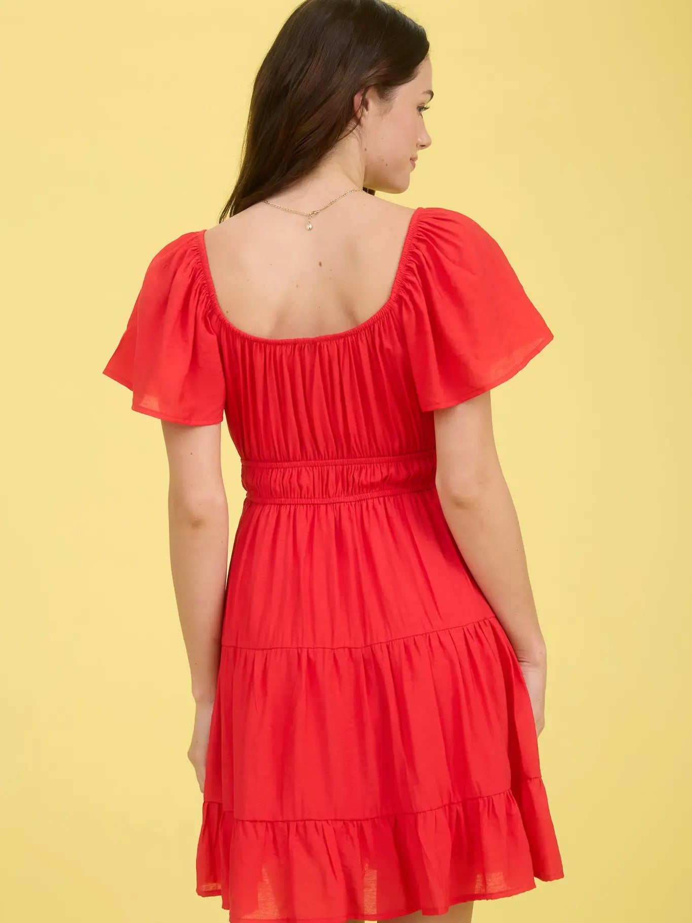 Front Tie Tiered Mini Dress