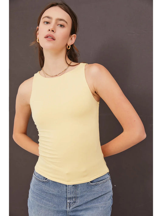 Double Lined Boat Neck Knit Tank