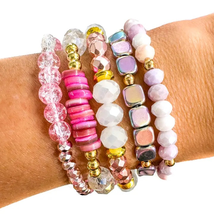 Pink & Purple Metallic Stack Bracelet