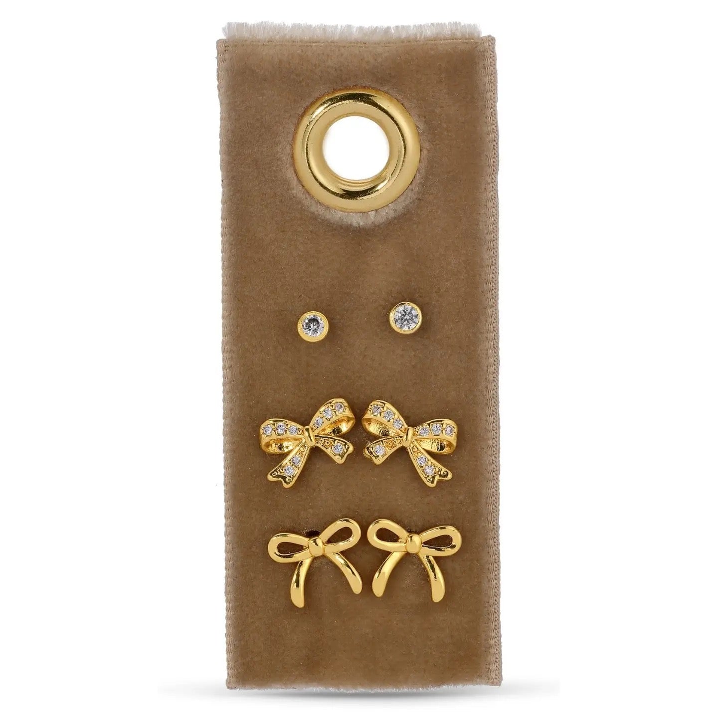Splendid Iris Bow Accented Studs Set of 3