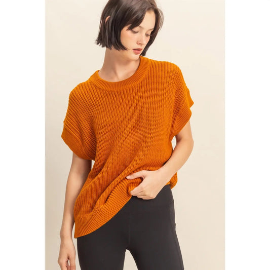 Short Sleeve Oversized Knit Sweater