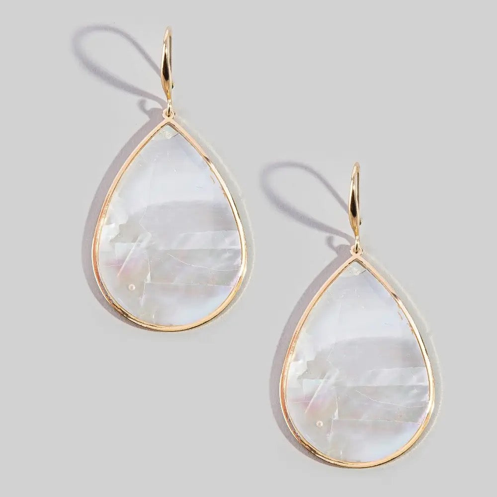 Gold Mother of Pearl Dangle Shell Earrings