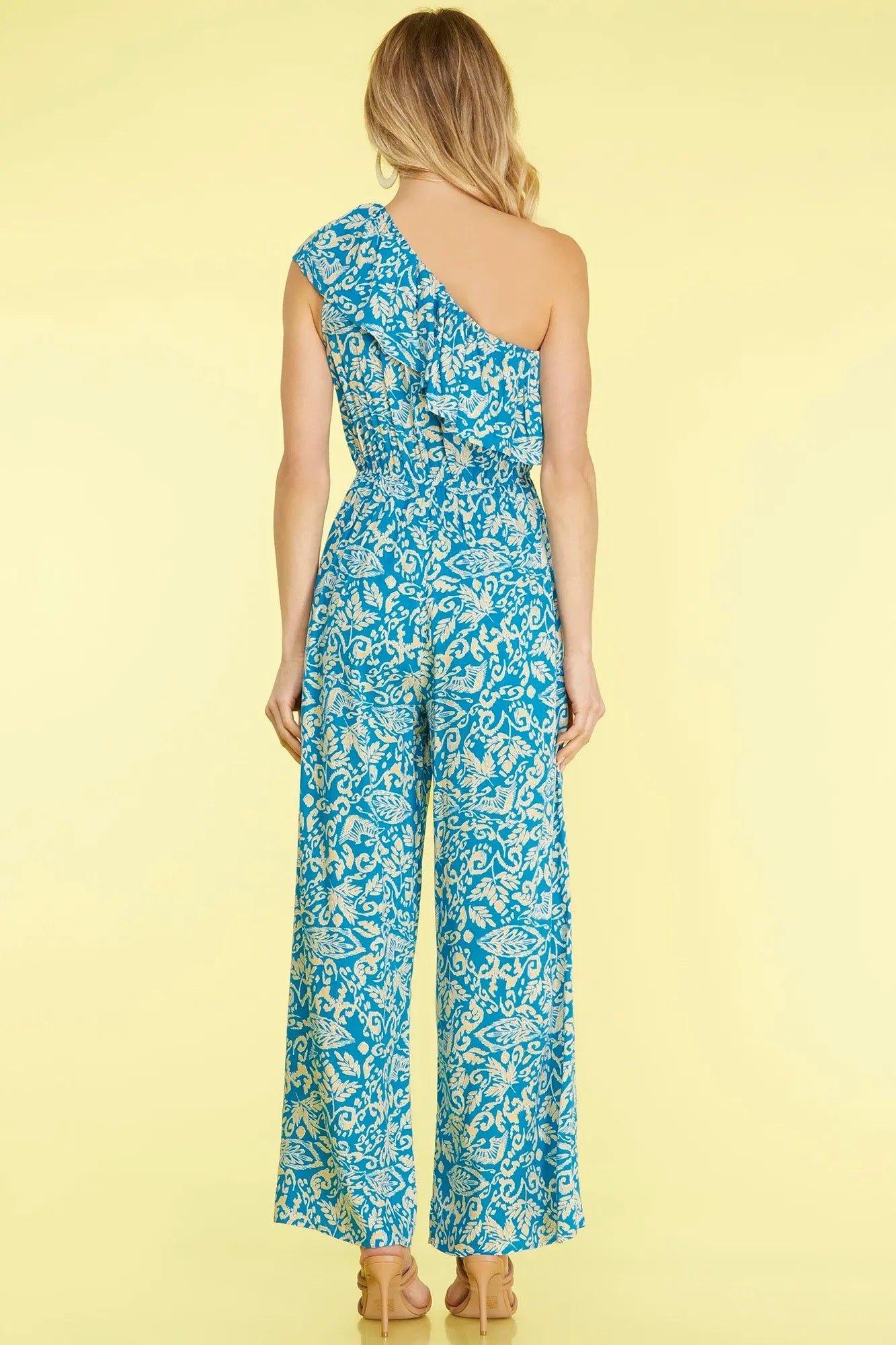 One Shoulder Ruffle Jumpsuit