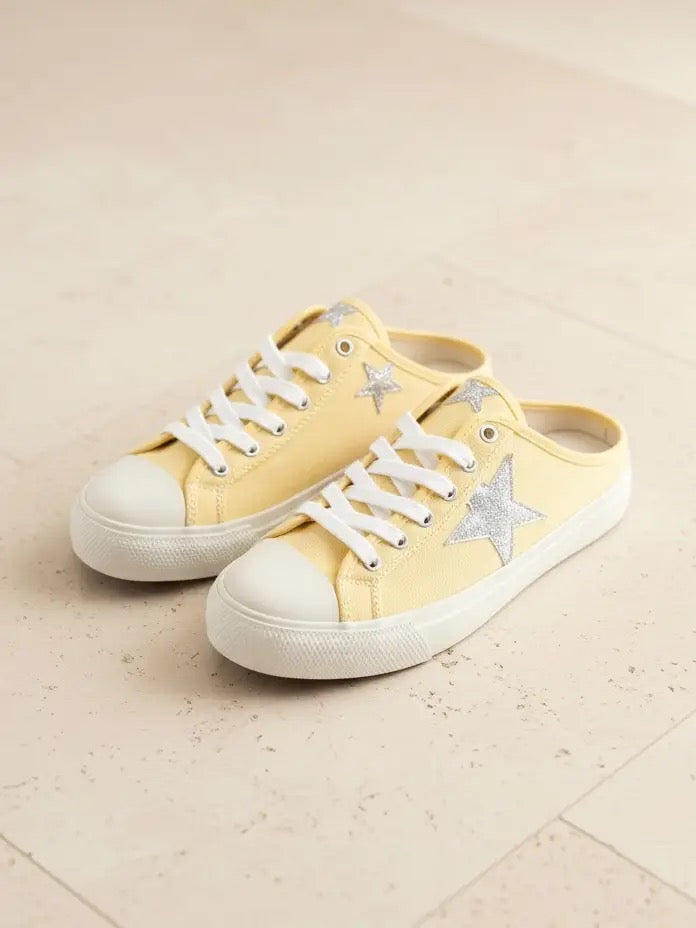 Zoe Star Patch Mule Sneakers Canvas Slip-On Backless Sneaker