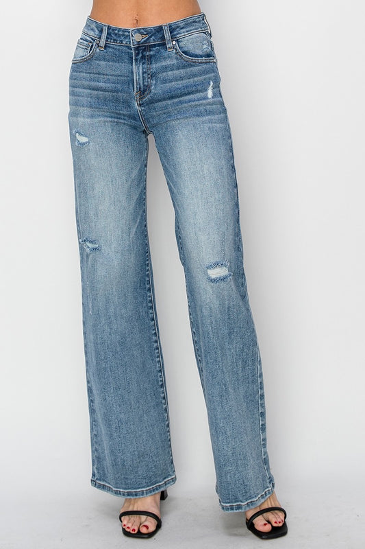 Risen High Rise Wide Leg Vintage Jeans