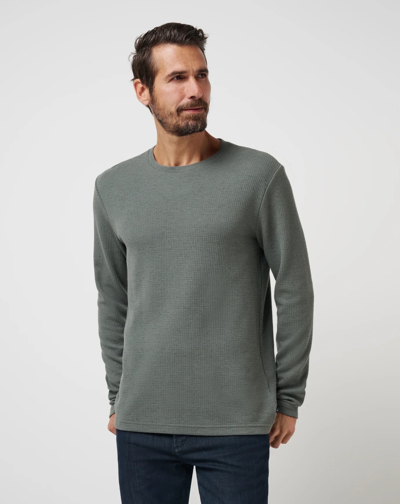 Travis Mathew Cloud Waffle Crew-Dark Olive