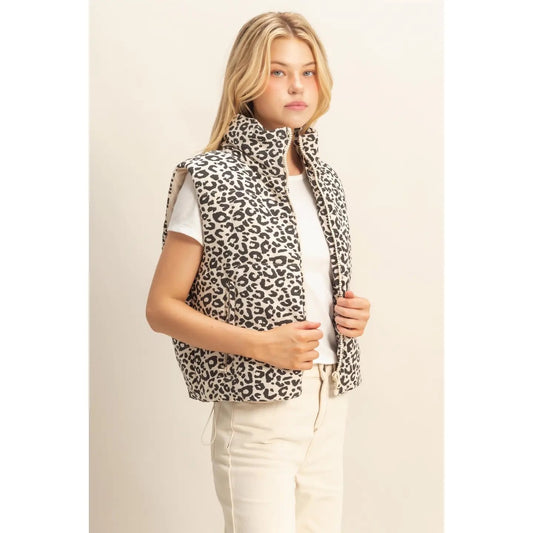 Leopard Puffer Vest