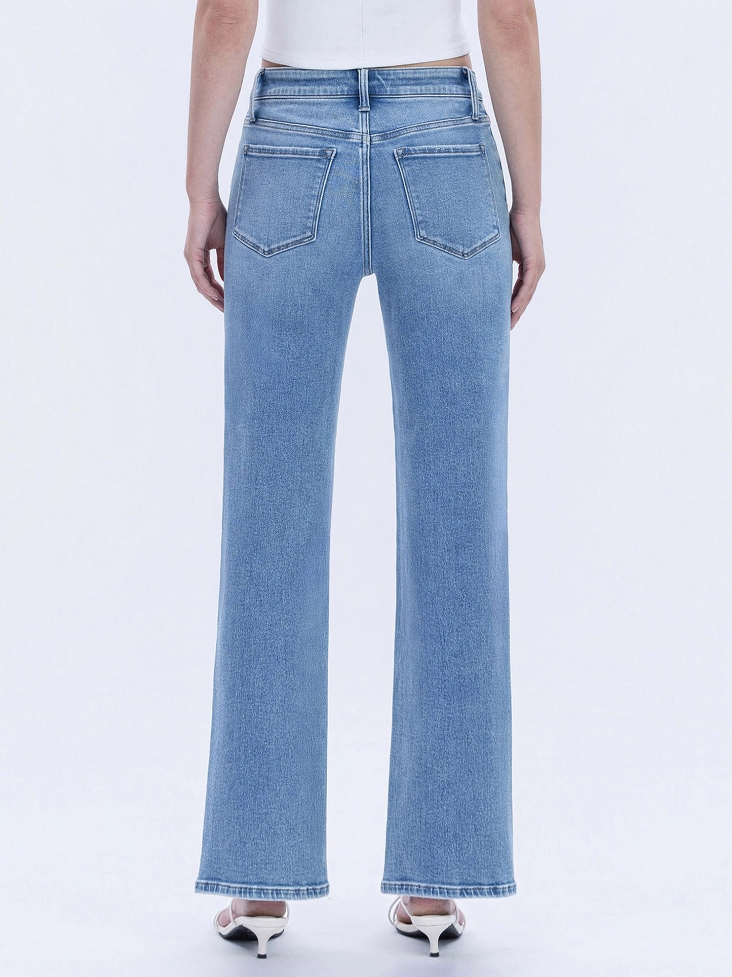 Lovervet High Rise Slim Wide Distressed Hem Jean
