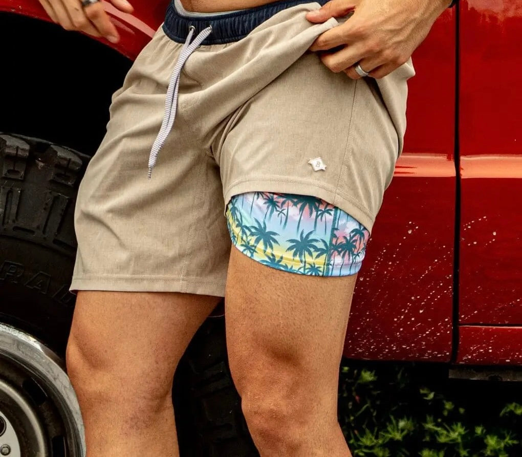 Burlebo Athletic Khaki Shorts (palm tree liner)