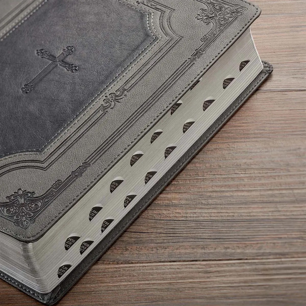 KJV Super Giant Print Faux Leather Bible - Grey/Black