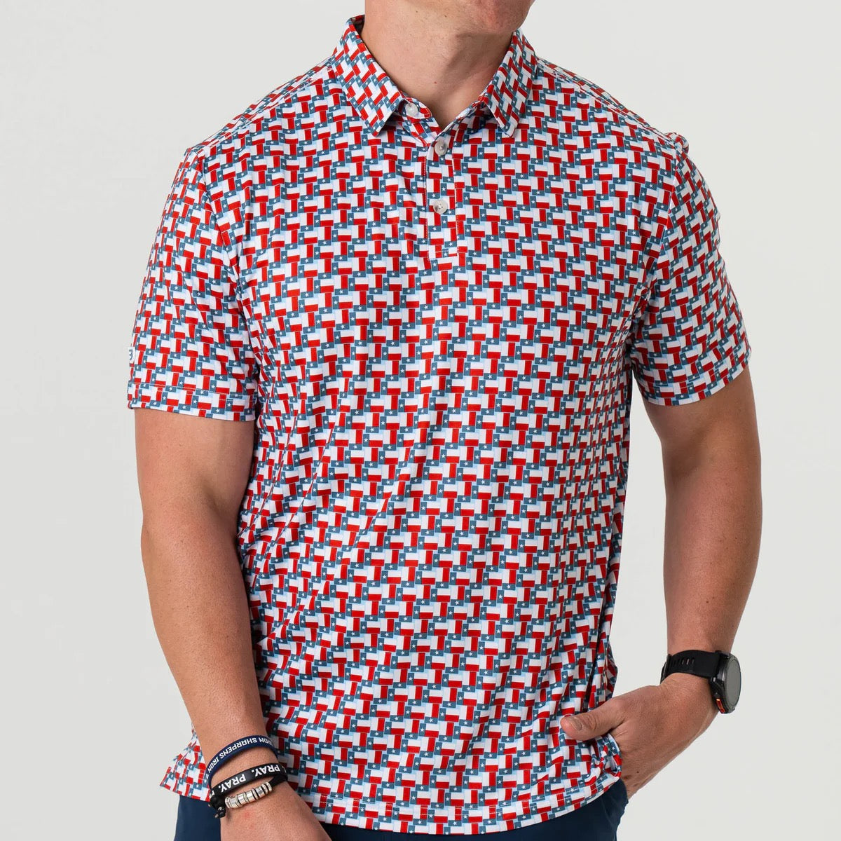 Burlebo Performance Polo - Texas Flags