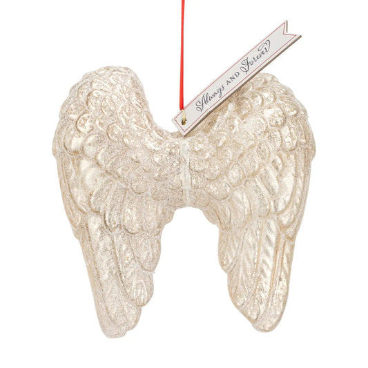 Always & Forever Anglel Wings Blown Glass Ornament
