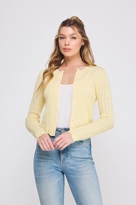 Yellow Pointelle Cardigan
