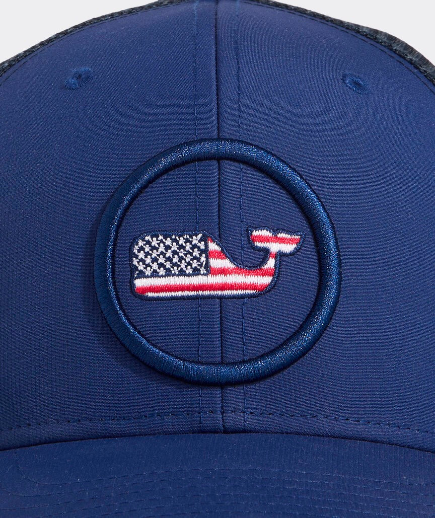 Vineyard Vines Flag Whale Trucker Hat