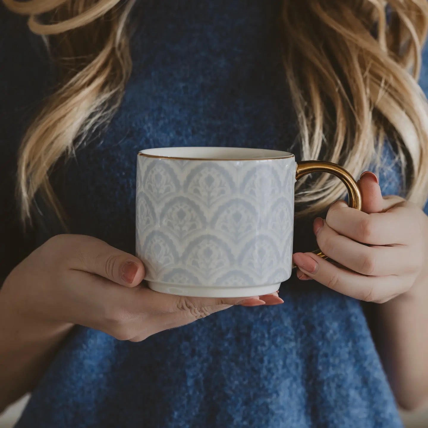 Blue Fan Quilt Coffee Mug
