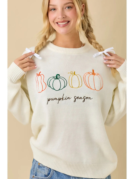 Pumpkin Season Embroidered Sweater