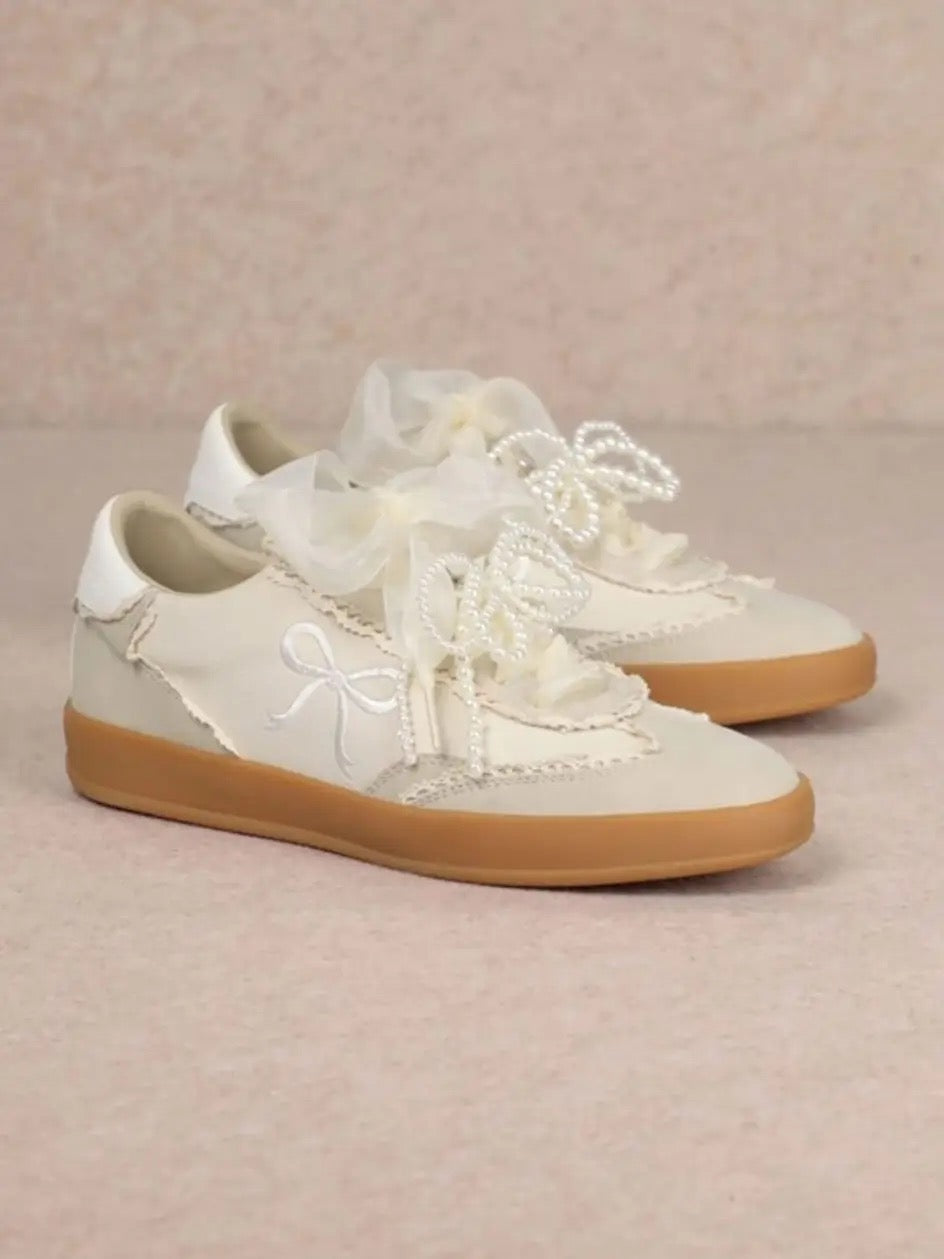 Julie Ribbon Embroidery Lace Detail Sneakers