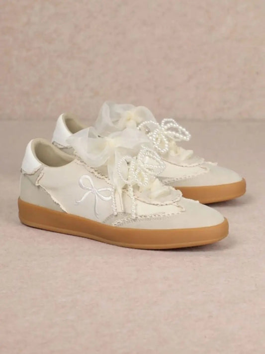 Julie Ribbon Embroidery Lace Detail Sneakers