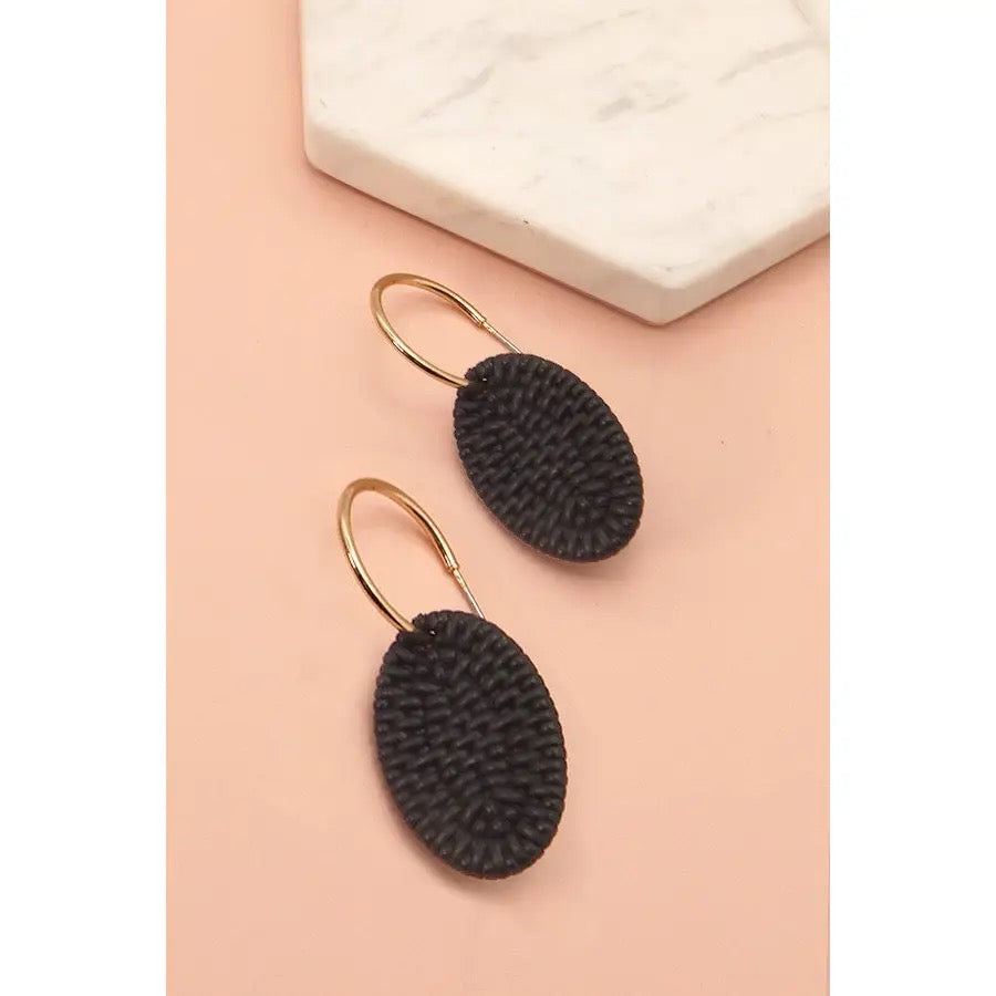Black Raffia Drop Earrings