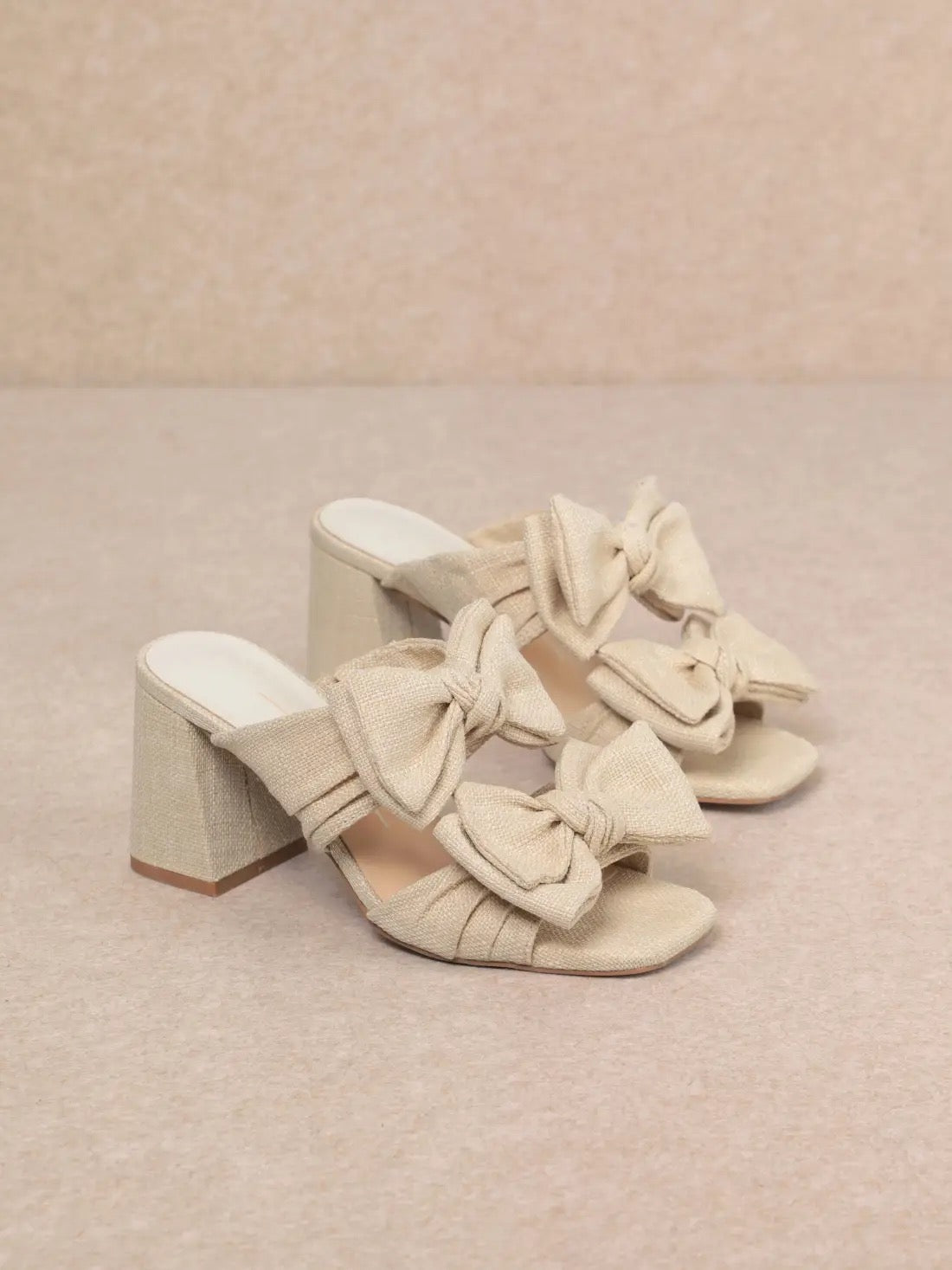 Lucy Double Ribbon Strap Block Heel