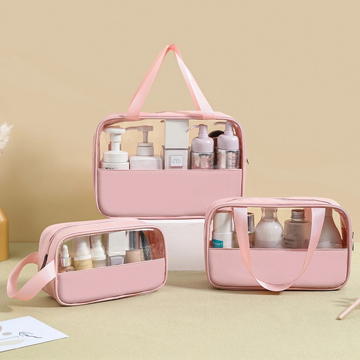 Portable Transparent Waterproof Set of 3 Wash Bag