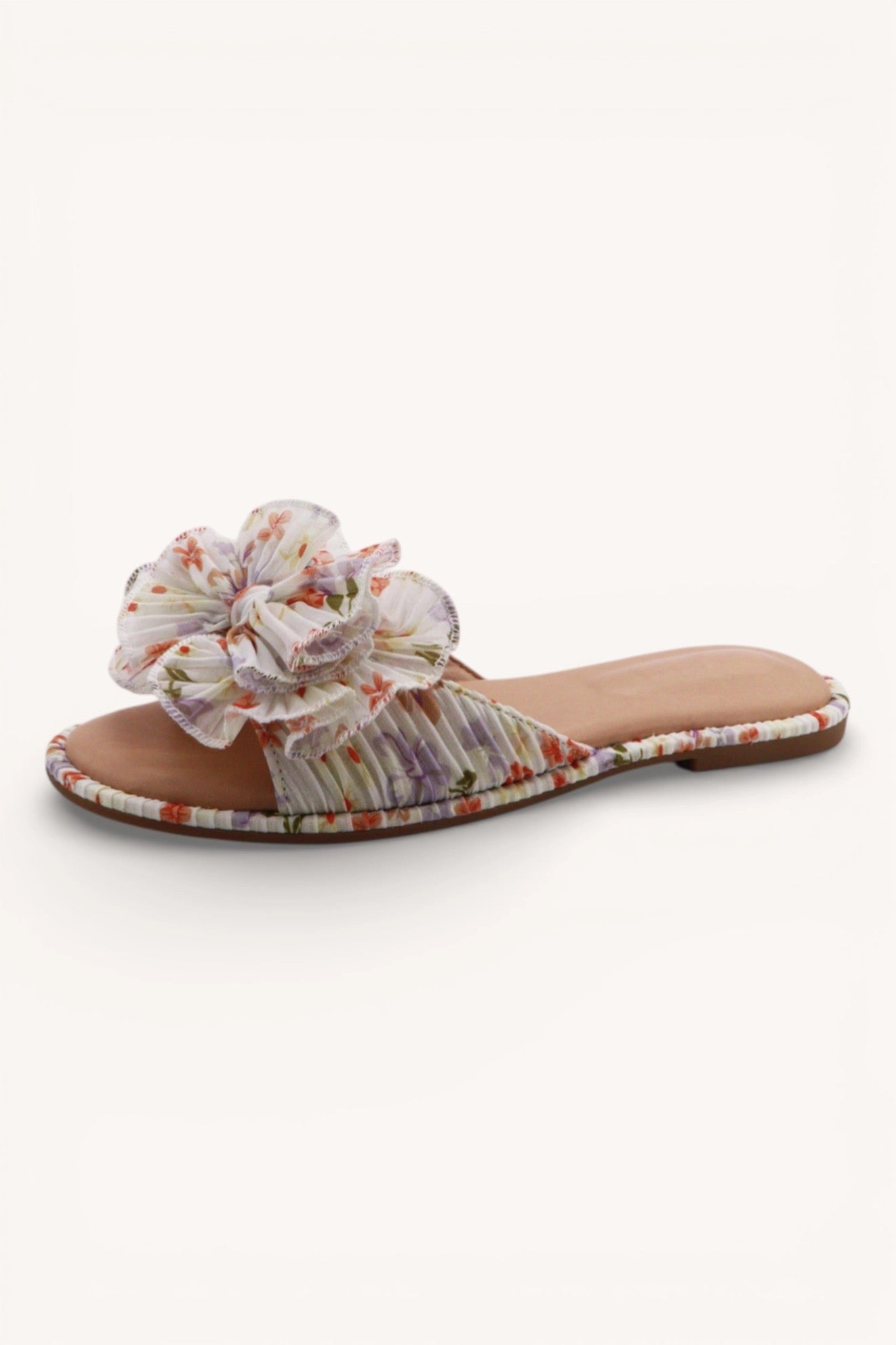 Pleated Floral Bow Sandal
