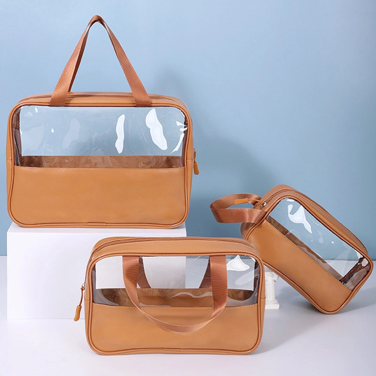 Portable Transparent Waterproof Set of 3 Wash Bag