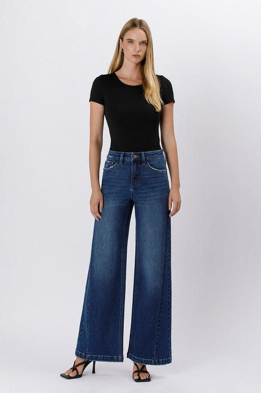 Lovervet Tummy Control Dark High Rise Wide Leg Jeans