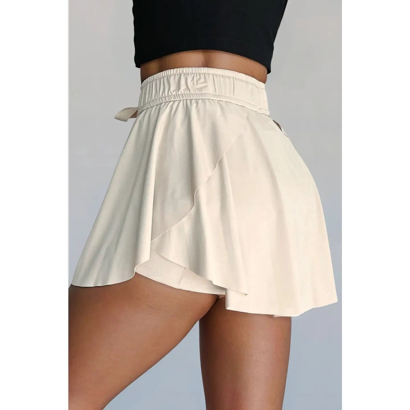 High Waist Drawstring Lined Sports Skort