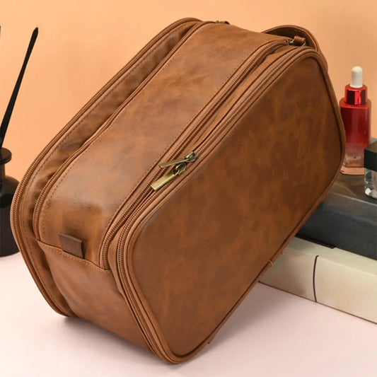 Portable PU Leather Storage Cosmetic Bag