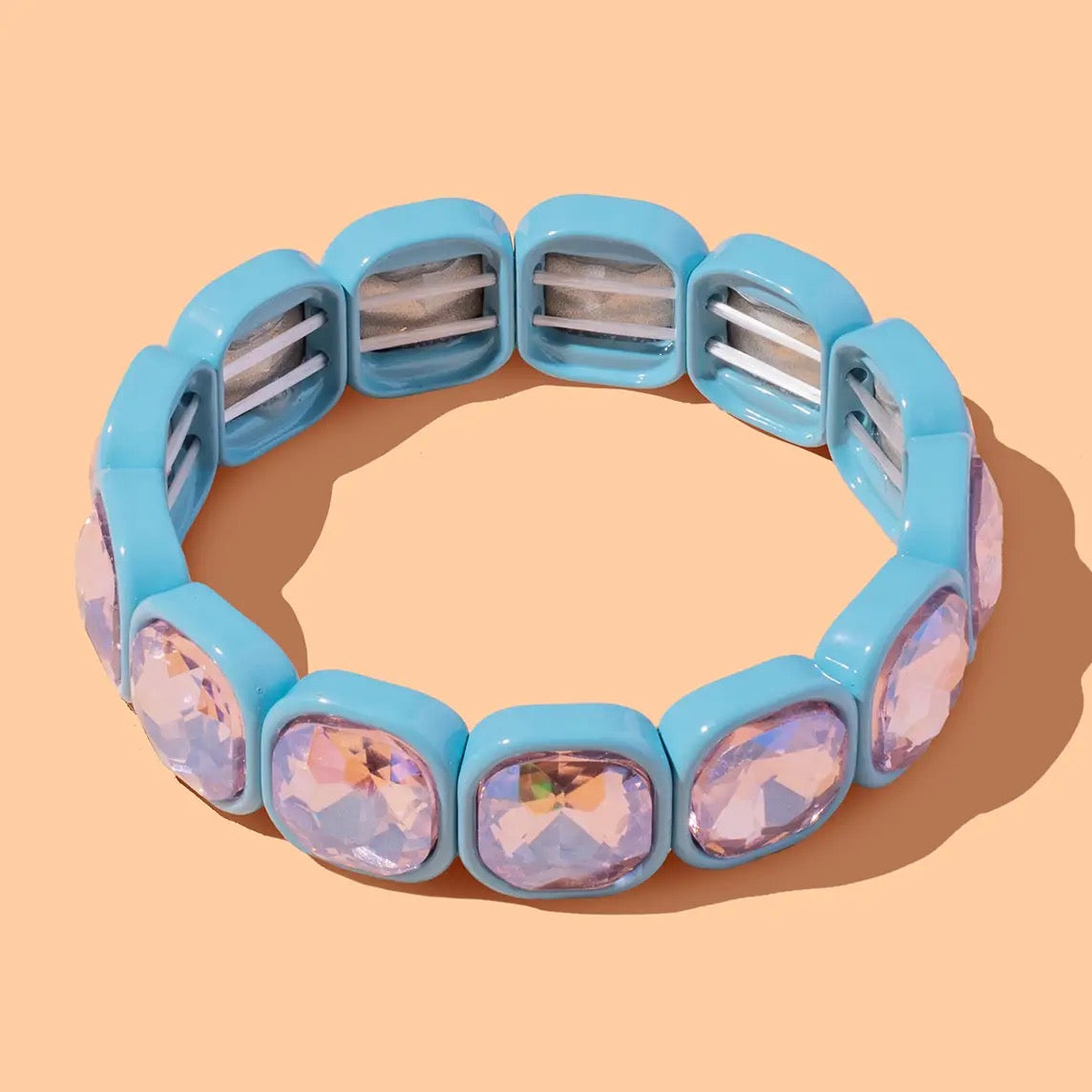 Stretch Enamel Bracelet with Stones