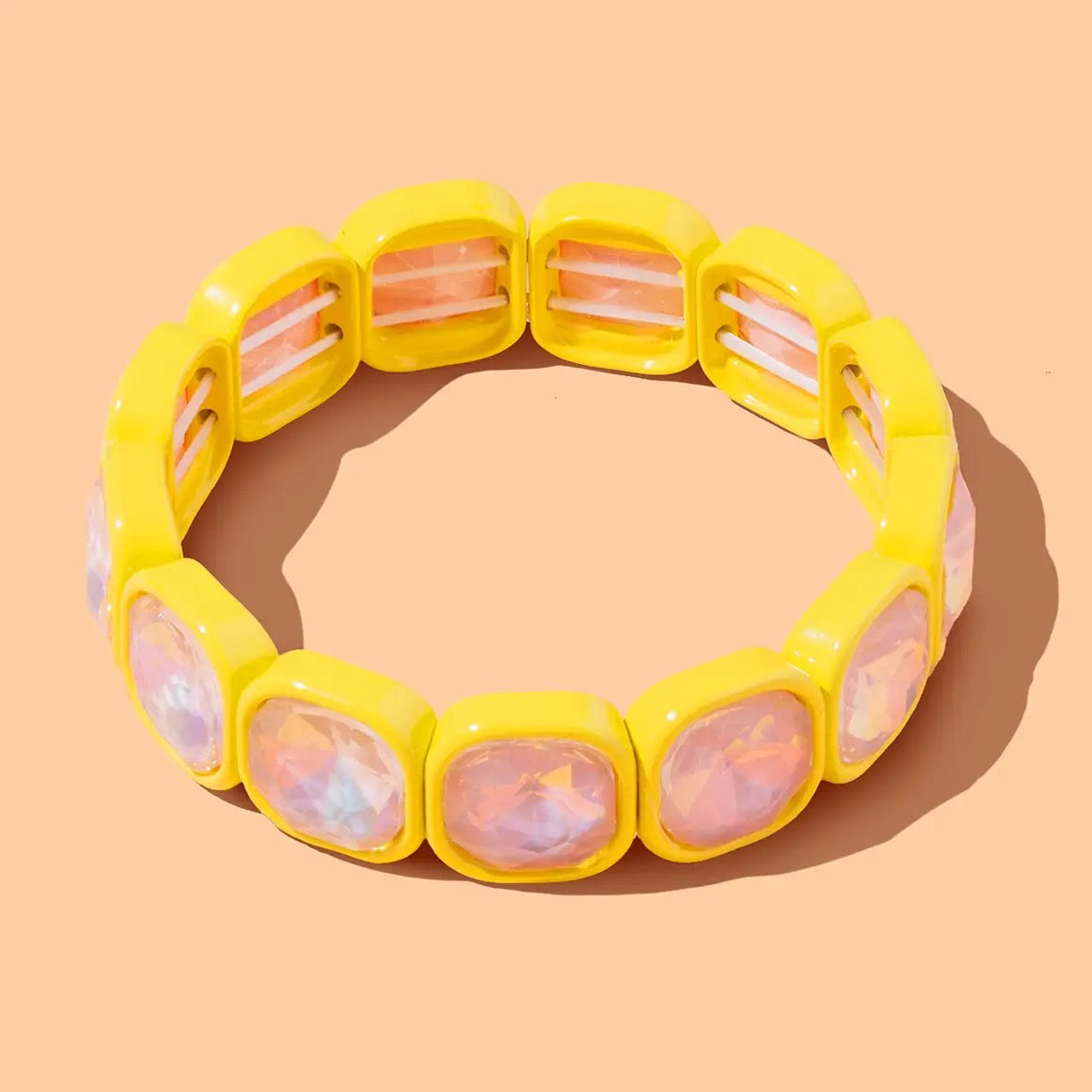 Stretch Enamel Bracelet with Stones