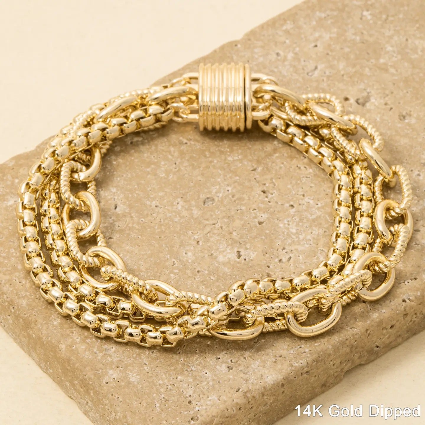 Gold Multi Chain Magnetic Lock Bracelet