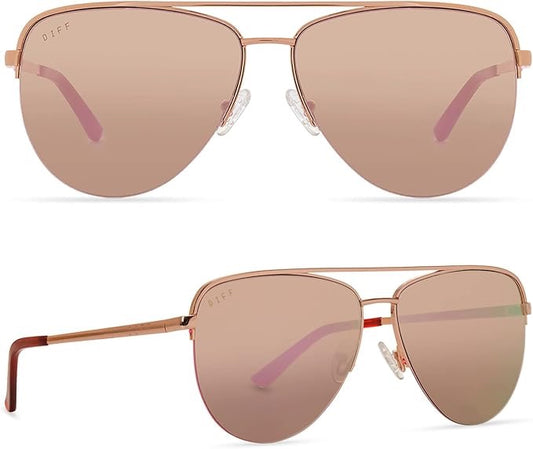 Diff Kinsley Champagne + Taupe Mirror Sunglasses