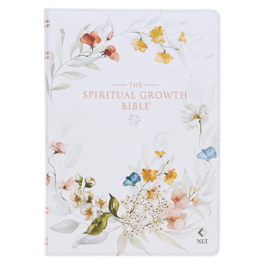 NLT Spiritual Growth Bible Faux Leather - Cream Floral