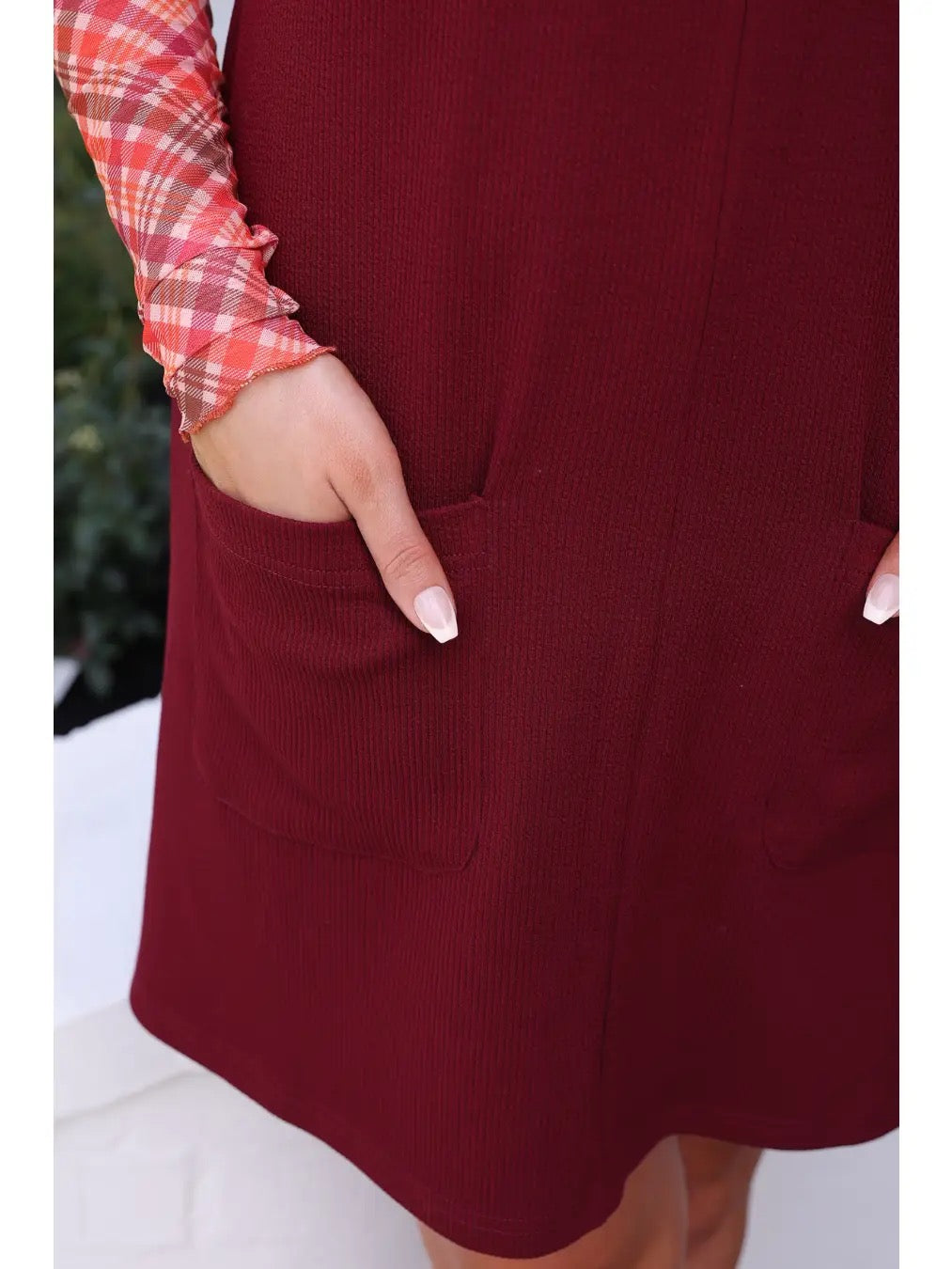 Burgundy Rubbed Jumper Dress