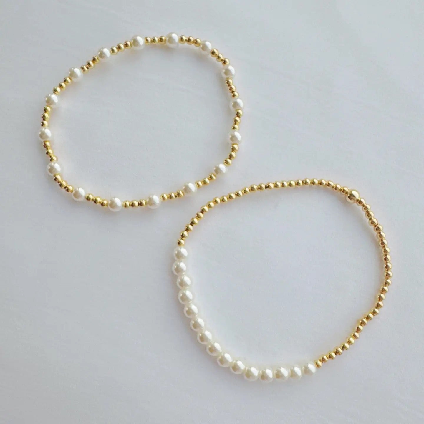 Pearls & Gold Stretch Bracelet Set