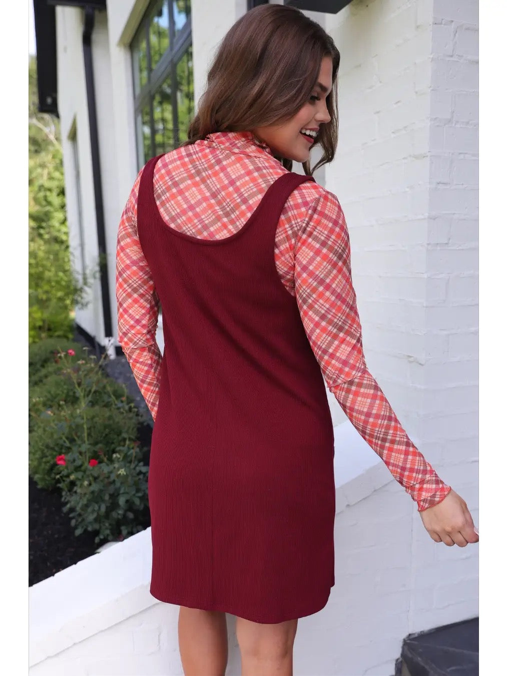 Burgundy Rubbed Jumper Dress