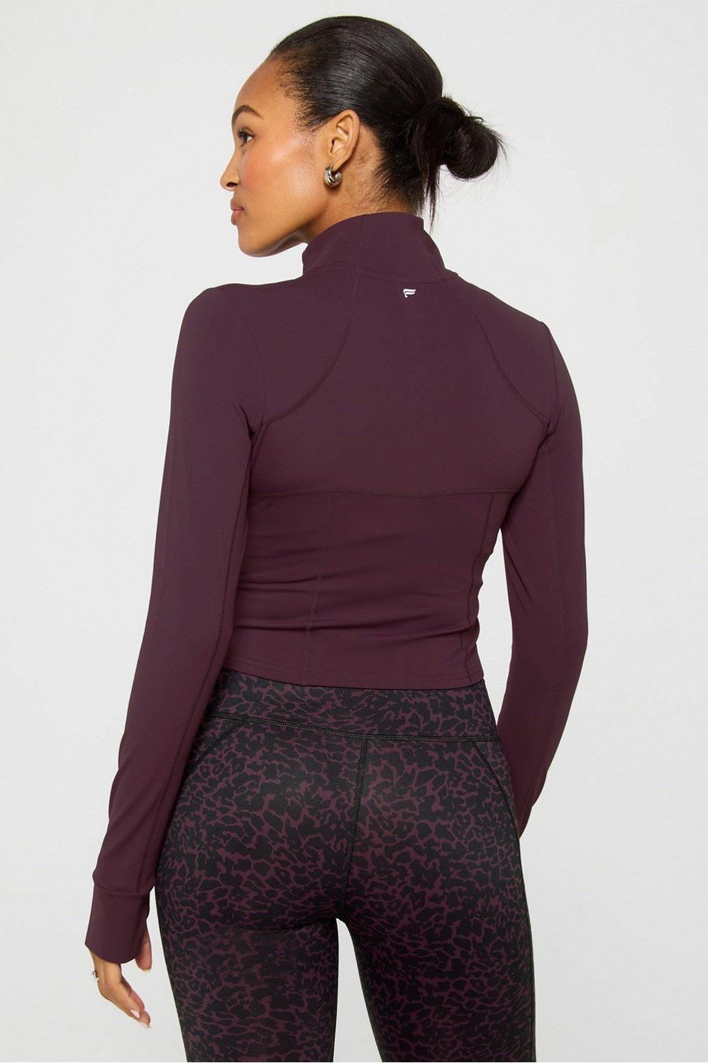 Fabletics Perfect Storm Cropped Train Jacket-Oxblood