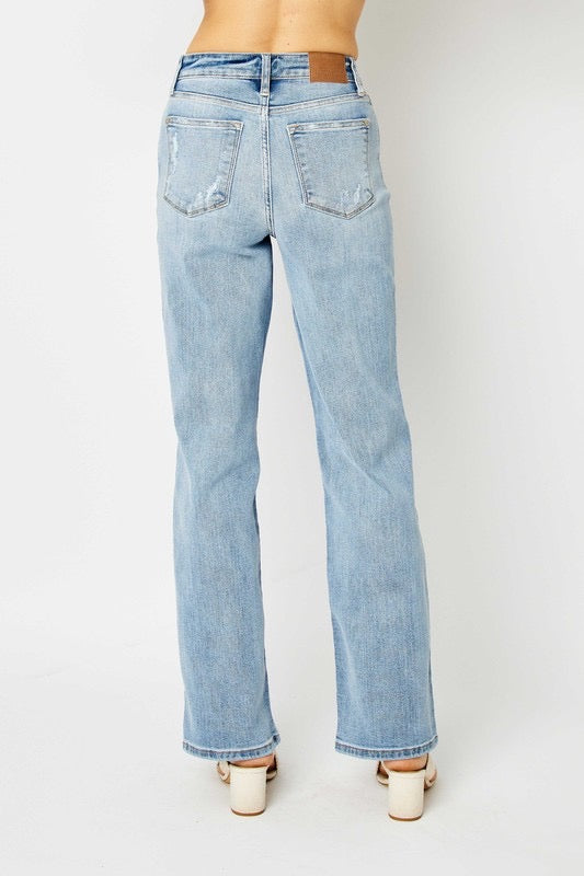Judy Blue High Waist Light Wash Straight Leg Jeans
