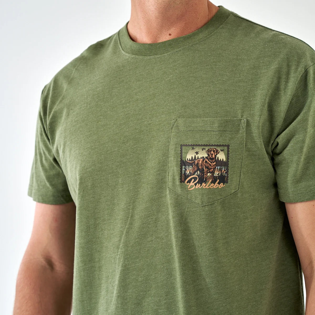 Burlebo Duck Dog Stamp Olive Tee