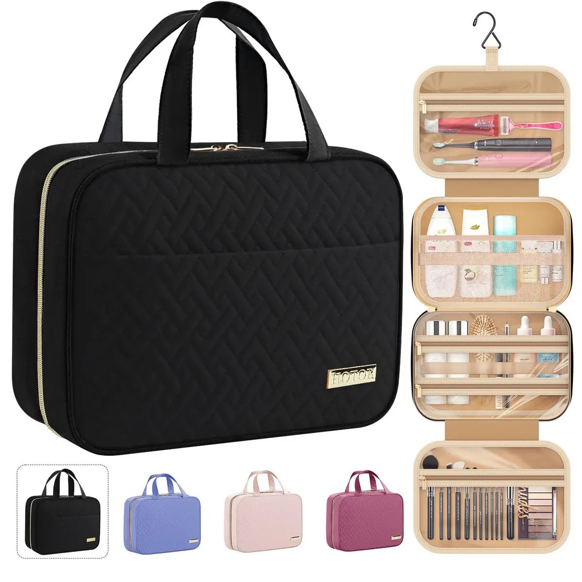 Spacious Toiletry Bag & Cosmetic Bag w/ Hook