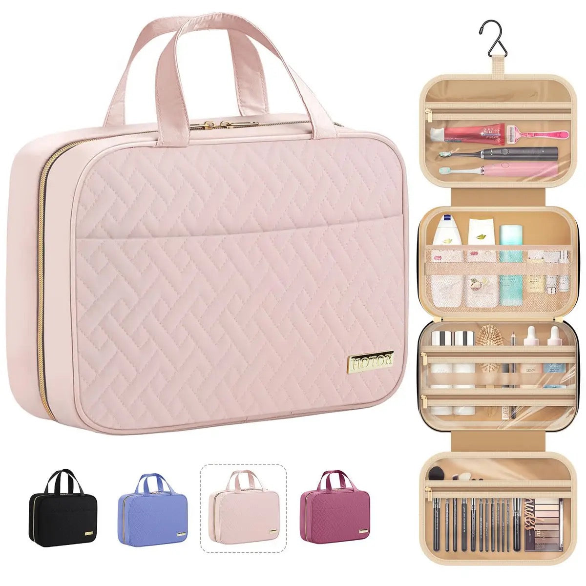 Spacious Toiletry Bag & Cosmetic Bag w/ Hook